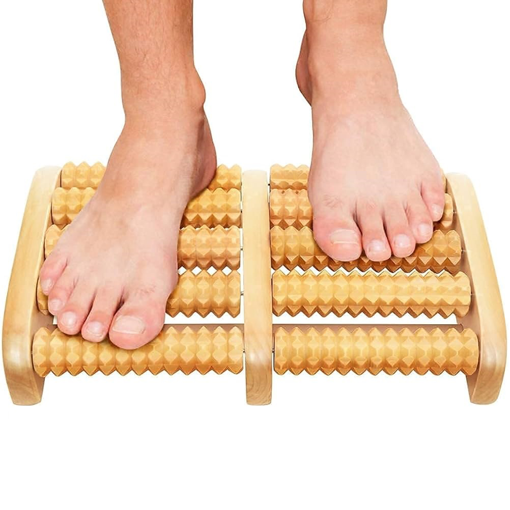 Wooden Foot Massager Roller, Dual Foot Massage Roller for Relief Tired Feet, Pain and Plantar Fasciitis, Massage Tools for Women and Men