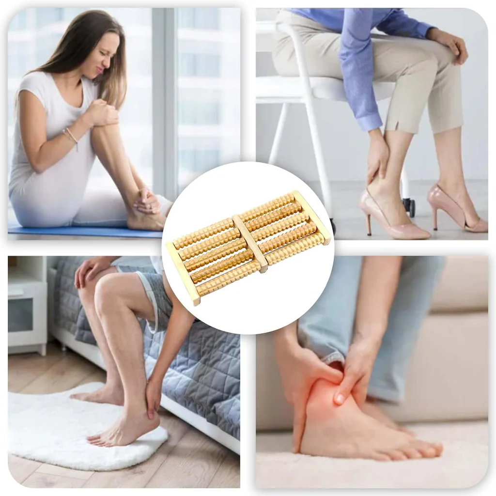 Wooden Foot Massager Roller, Dual Foot Massage Roller for Relief Tired Feet, Pain and Plantar Fasciitis, Massage Tools for Women and Men